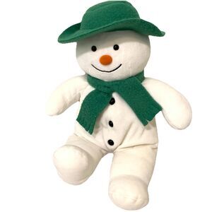 Vtg Eden Plush Snowman Raymond Briggs Soft White Fleece Toy Green Hat 15”